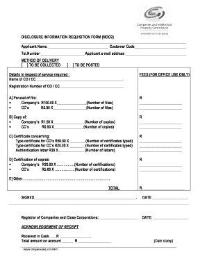 Cipc Disclosure Information Requisition Form Moo2