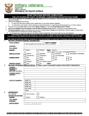 Sa Military Veterans Registration Form