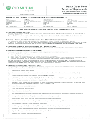 Old Mutual Death Claim Forms PDF