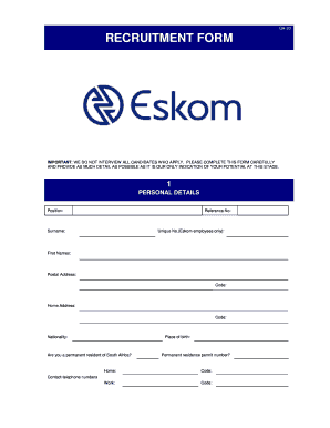 Eskom Apprenticeship  Form