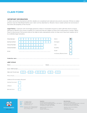 Techsured Insurance  Form