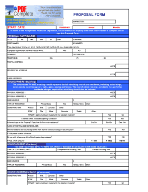 Insurance Questionnaire for Personal Lines Form