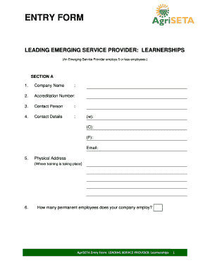 Agriseta Accreditation Application Form