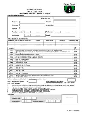 Cross Border Permit Namibia  Form