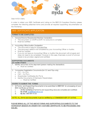 Bbbee Certificate Download  Form