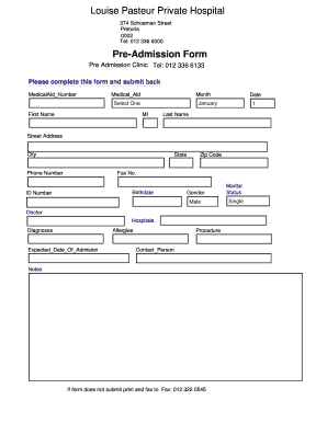 Hospital Admission Form