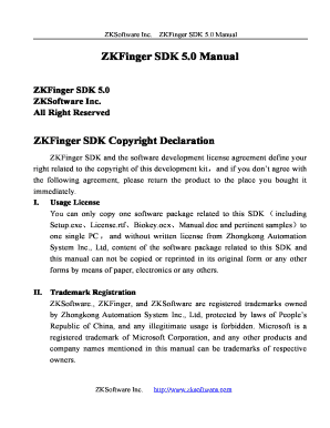 Zkteco Standalone SDK Development Manual  Form