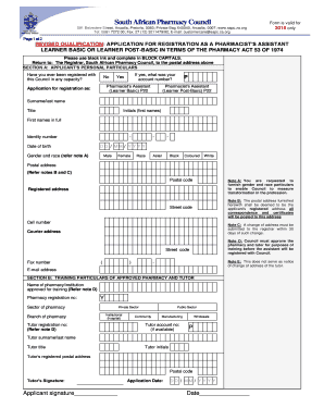 Pharmacist Assistant Application Forms