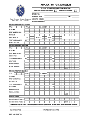 Capital Hotel School  Form