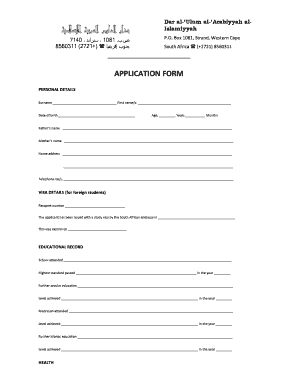 Blank Dar Application  Form
