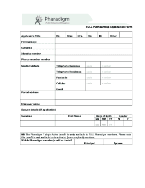 Virgin Active Application Form