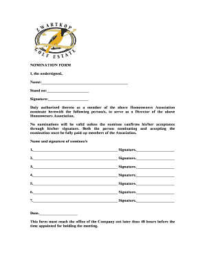 Hoa Board Nomination Letter Sample  Form