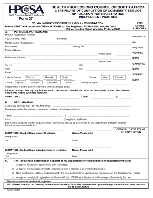 Hpcsa Form 27 Independent Practice