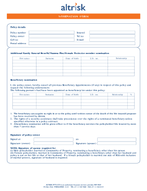 Altrisk Contact Details  Form