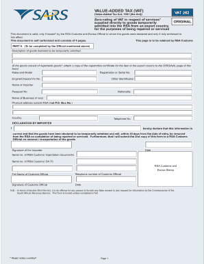 VAT 262 Form Admin Evolution