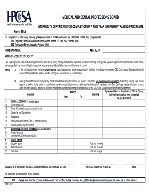 Hpcsa Logbook  Form