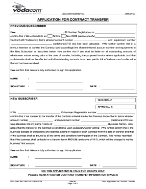  Vodacom Transfer of Ownership Form 2007