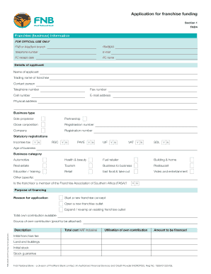 Fnb Funding Application Form