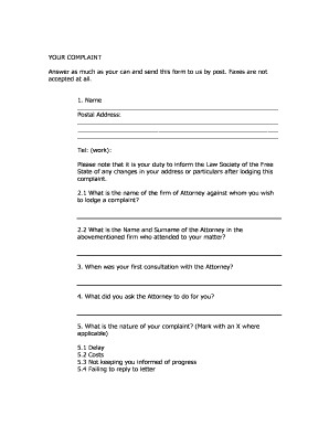 Law Society Complaint Form PDF
