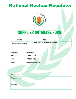 National Nuclear Regulator Application Forms