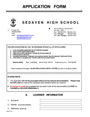 Sedaven High School  Form