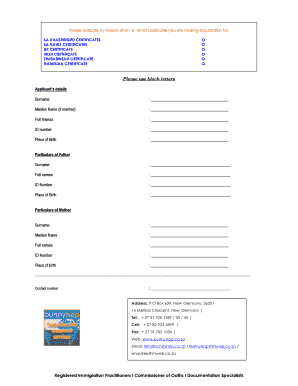 Zimbabwe Birth Certificate PDF  Form