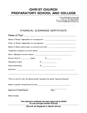 Financial Clearance Letter Sample  Form