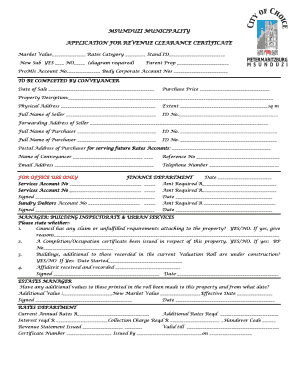 Msunduzi Municipality Rates Application Form
