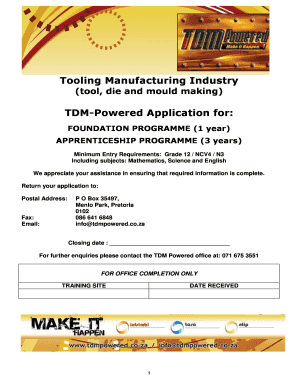 Tdm Learnership  Form