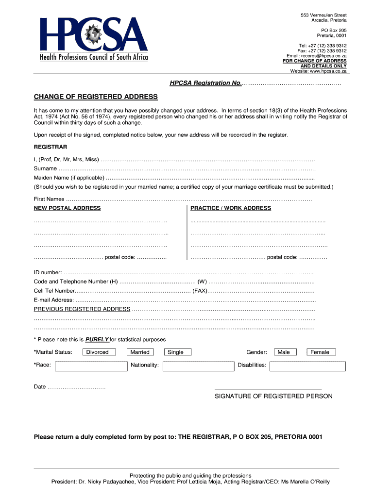 Hpcsa Iregister  Form