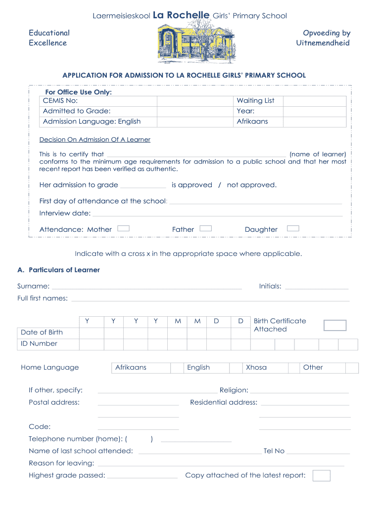 La Rochelle Primary  Form