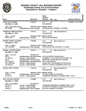  Orange County Jail Booking Report 2017