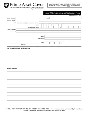 Hospital Verification Letter  Form