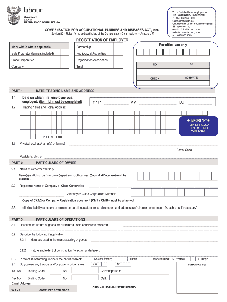  Coid Registration Form PDF 1993-2024