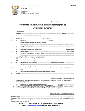 COID W Cl 132 Affidavit by Employee  Form