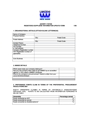 Panel Beaters under Umgeni Water Database Form