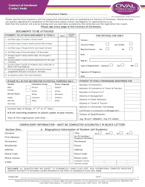 Oval International Fees  Form