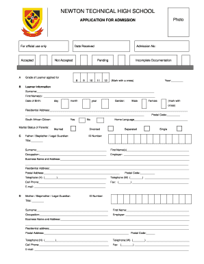 Newton Technical High School  Form