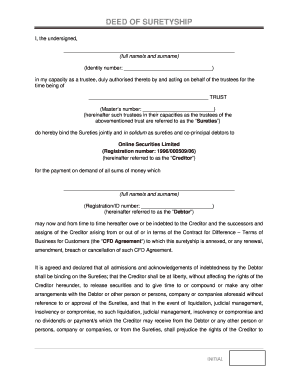 Deed of Suretyship Template  Form