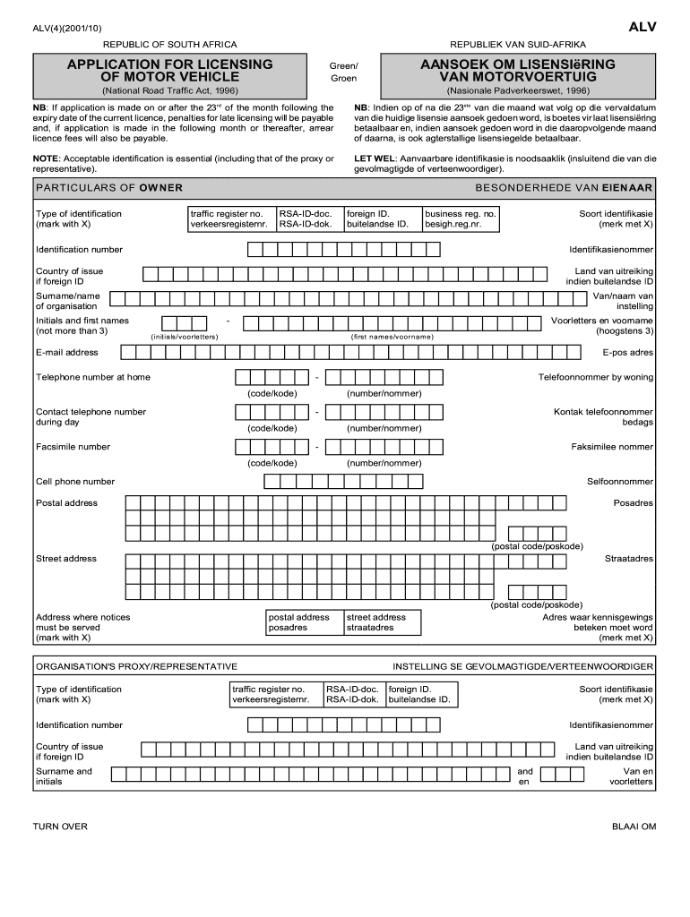  Vehicle Licence Renewal Post Office Form 2001