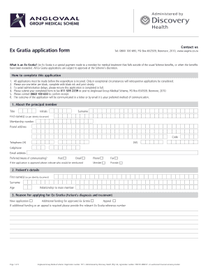 Discovery Ex Gratia Application Form