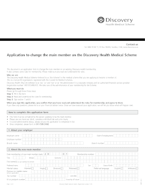 Discovery Change Main Member  Form