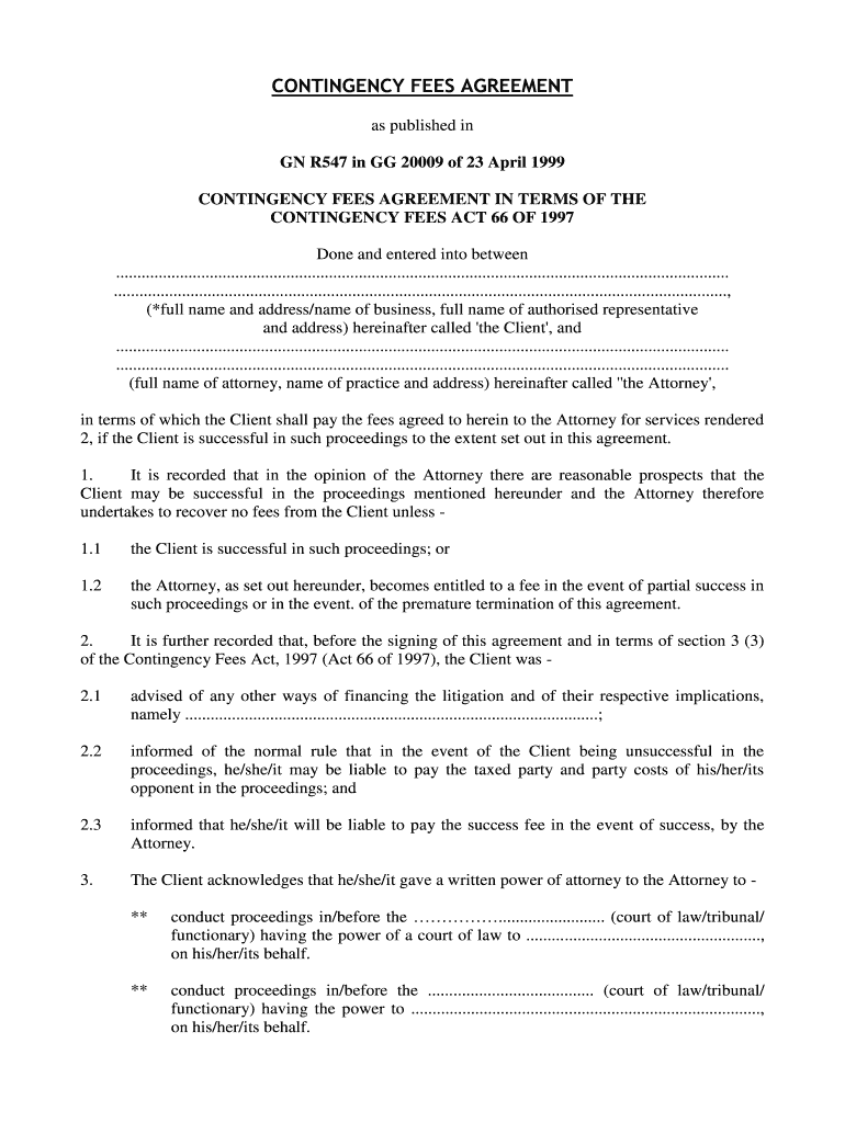 Contingency Contract Template  Form