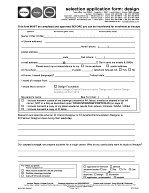 Rosebank Application Form