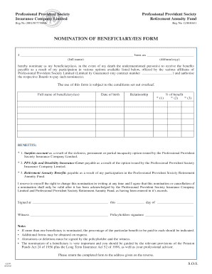 Beneficiary Nomination Form Template