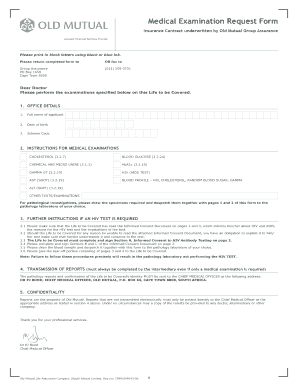 Old Mutual Medical Examination Request Form