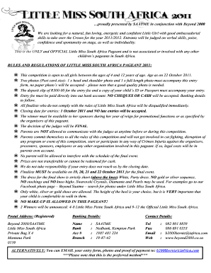 Miss South Africa Entry Form