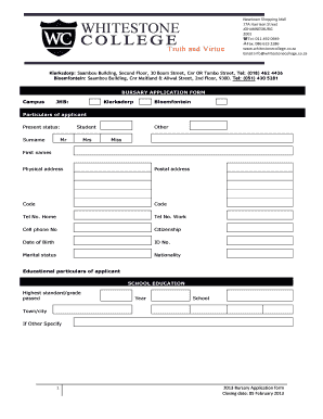 Whitestone College Online Application  Form