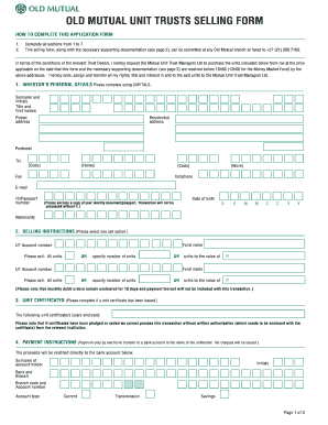  Old Mutual Unit Trust Withdrawal Form 2006-2024
