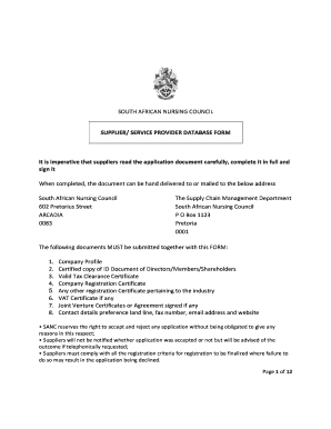 Mediclinic Vendor Registration  Form